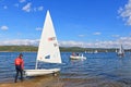 Iskar Lake sailing boats regatta Bulgaria Royalty Free Stock Photo